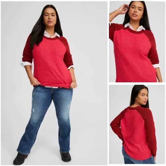 Torrid Women's Plus Fuzzy Color Block Vegan Cashmere Pullover Sweater‎ Size 6 - Picture 1 of 11